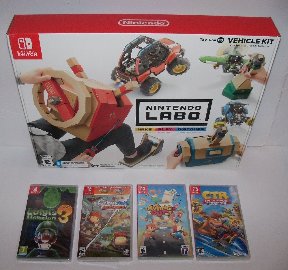 New Nintendo SWITCH LABO Vehicle Kit, LUIGIS MANSION, CTR, family Video Game Lot 812303014161 eBay