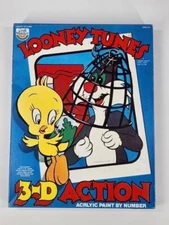 1980 Craft Master 21905 Looney Tunes 3D Sylvester Tweety Acrylic Paint By Number
