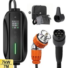 Portable EV Charger 32amp | 3Pin Tail | Single Phase | 7kW 7m EV Charging Cable