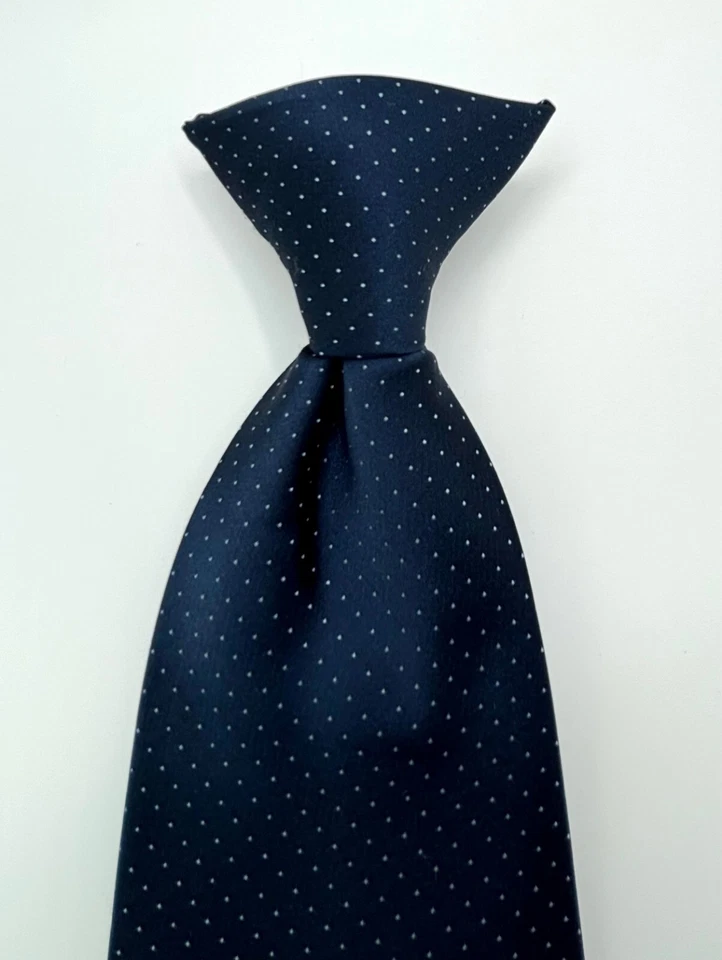 Puritan Clip On Tie Mens Navy Blue Polka Dot Business Easter Grad Church Dress - Image 2 of 4
