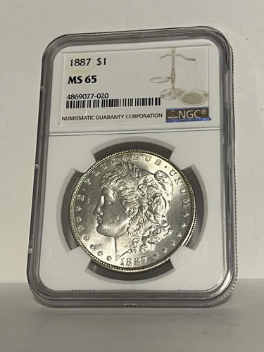 1887 Morgan Silver Dollar Graded NGC MS65