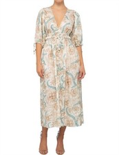 Zimmermann Veneto floral Midi dress Size 1 Floral Shell Belted Day Tea Linen