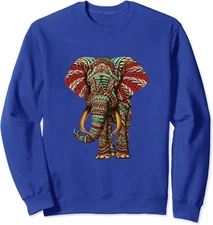 Henna Stylish Artistic Save The Elephants Wildlife Unisex Crewneck Sweatshirt