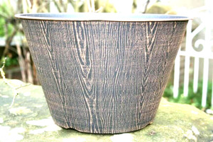 2 x 30cm Large Plant Pot Tub Flower Garden Planter Wooden Tone Patio Lawn Decor