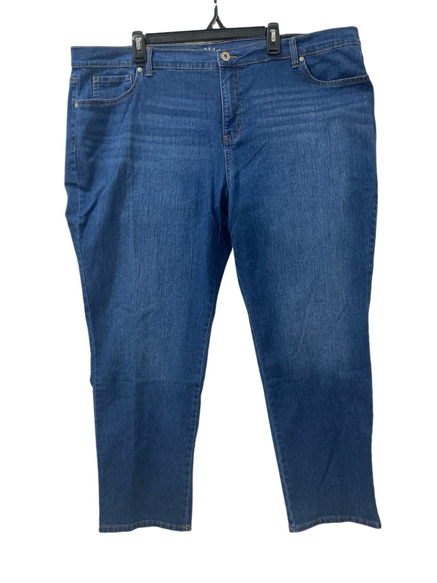 Style Co Jeans Woman's 24W Blue Straight Leg Stretch High-Rise Pockets  46x28