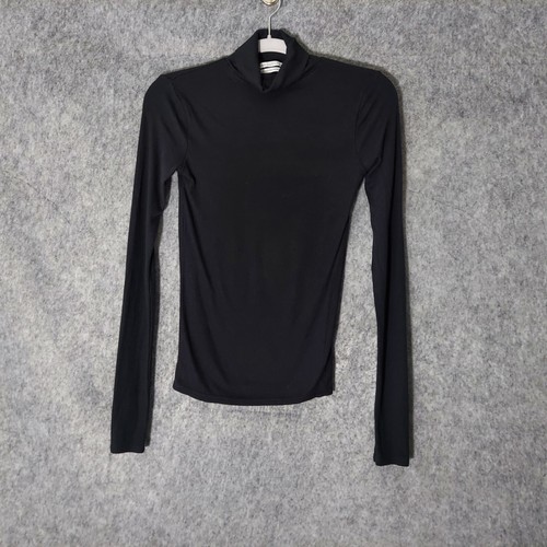 Urban Outfitters Top XS Black Ribbed Knit Shirt Long Sleeve Mock Neck Stretch