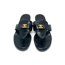 CHANEL RARE VINTAGE TURNLOCK SANDALS 36 6