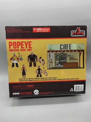 Mezco Toys 5 Points Popeye Action Figure Deluxe Box Set - Braccio Di Ferro 9 Cm, Figura Snodabile Da Collezione, Set Regalo