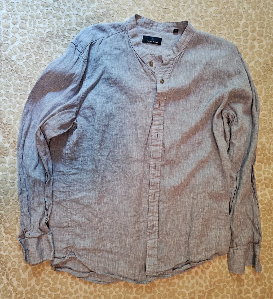 Toscano Men’s Light Blue Linen Long Sleeve Shirt Size XL