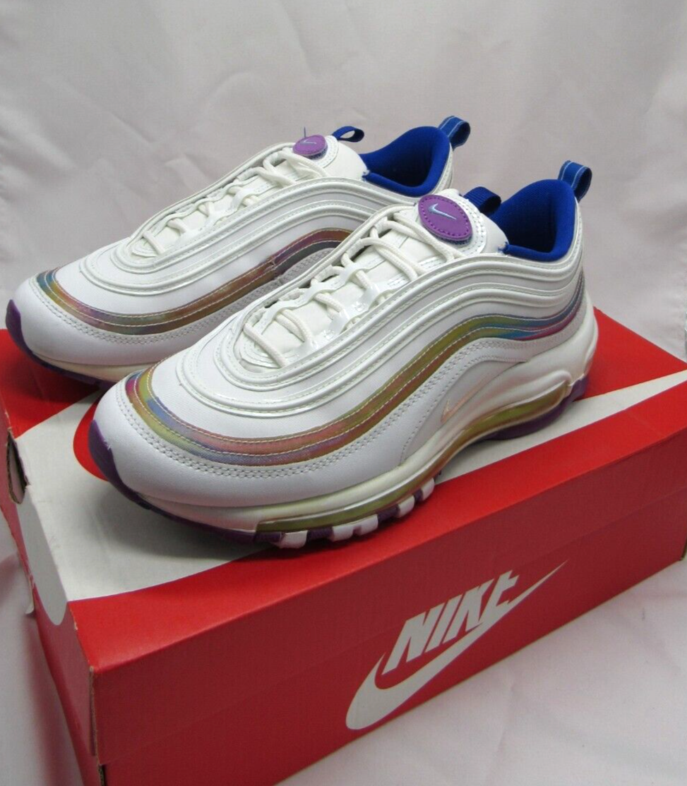 Size 7.5 - Nike Air Max 97 SE White Iridescent Stripes W for sale