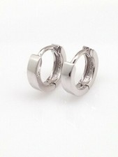 925 Sterling Silver Small Huggie Hoop Earrings 9.8mm x2.2mm Plain Hoops