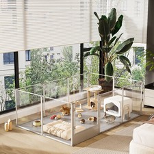 10 Panels Dog Clear Playpen Fence XL Indoor Pet Acrylic Play Pen Whelping Fence