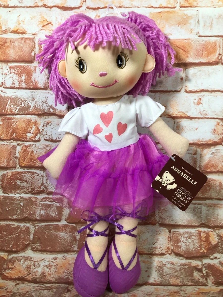 BNWT Premium Teddy And Friends Annabelle Soft Touch Girl Doll Purple