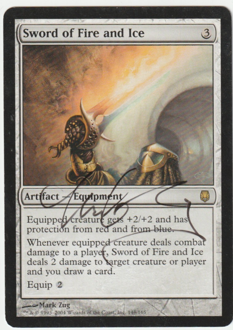 Darksteel MTG Sword of Fire and Ice Signed by Mark Zug