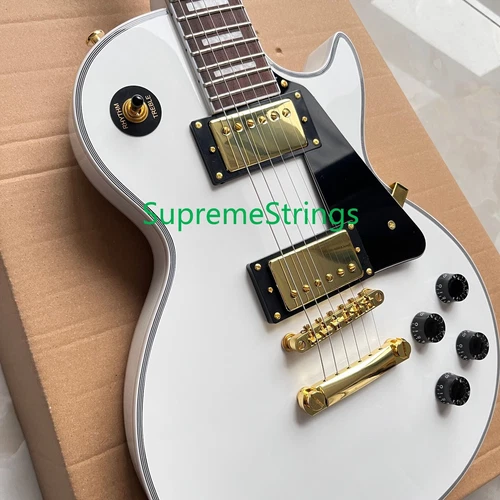 Mahogany LP Electric Guitar, Alpine White HH Configuration, Sleeve Neck Design