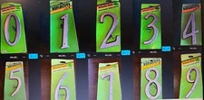 4" REFLECTIVE PLASTIC HOUSE NUMBER - w/ nails - Hy-Ko 0 1 2 3 4 5 6 7 8 9