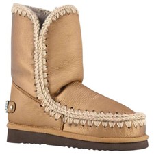Bottines Femme Mou Eskimo 24 Rhinestones Logo Cuir Bronze