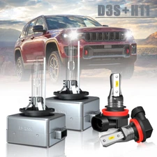 For Jeep Grand Cherokee 2014-2021 HID Headlight High/Low + LED Fog Light Bulbs