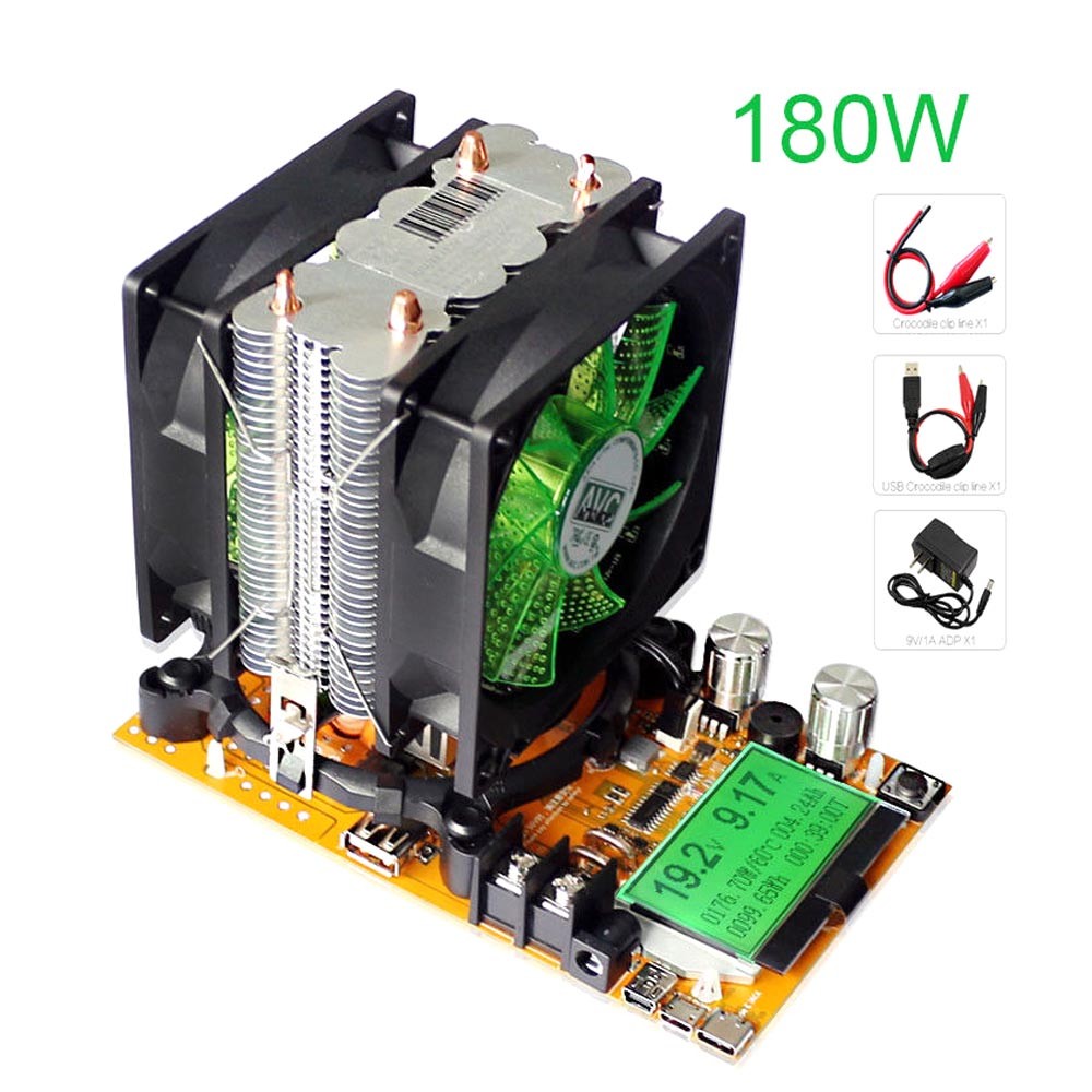 Digital Battery Capacity Tester USB Electronic Load Discharger Resistor 180W 20A