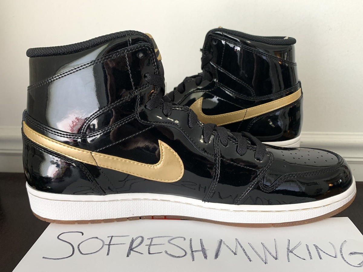 Size 14 - Air Jordan 1 Retro OG High Black Gold PL for sale online