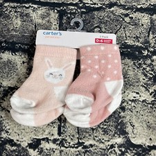 Just One You Carters 0 6 Months 2-pk Pink White Little Bunny Dots Socks