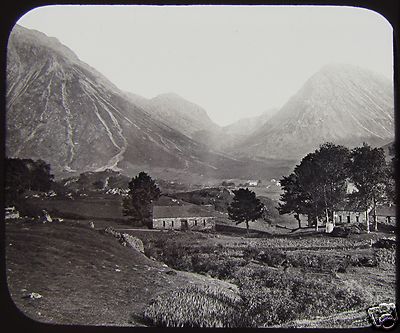 GWW Glas magische Laterne Dia HÄFERHÜTTE GLENCOE UM 1890 SCHOTTLAND FOTO
