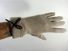 Beige Gloves Solid Color Winter Women Warm Wool Stitching Knot Vintage Pinup