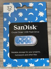 SanDisk 32gb Cruzer Snap USB 2.0 Flash Drive With Blue Squiggles Print New