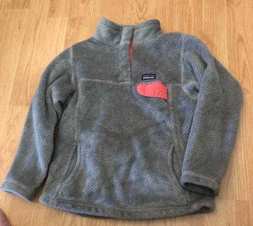 Patagonia Re-Tool Snap T pullover girls fleece Jacket Grey / Pink size S 7-8