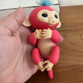 Lot of 2 Monkey Fingerlings Pink & A Striped One WowWee Interactive Toys