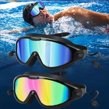 Adult Swim Goggles Adjustable Waterproof Anti-Fog UV Swimming Glasses  Ear Plug