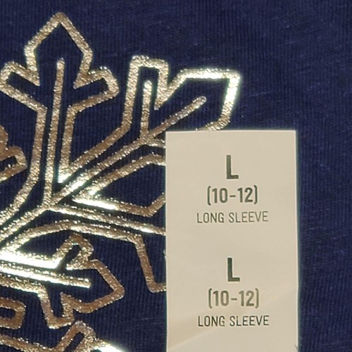 Crazy 8 Snowflake Long Sleeve T-shirt L(10-12) Navy - Picture 7 of 7