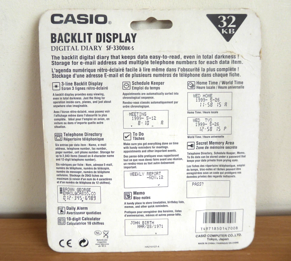 Casio Digital Diary SF-3300BK-S Vintage Sealed New - Image 2 of 4