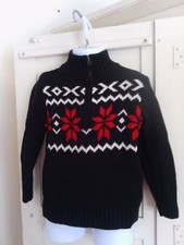 CHAPS Black Holiday Quarter ZIP Pullover Sweater NWT Sz 4 Boys / Toddler  $44