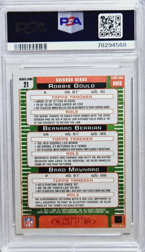 2006 Topps Total #21 Robbie Gould Blue SP Rookie Card RC PSA 8 NM-MT Bears - Picture 4 of 4