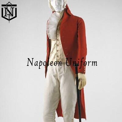New 18th Century Red Men Victorian Wool Regency Frock Coat