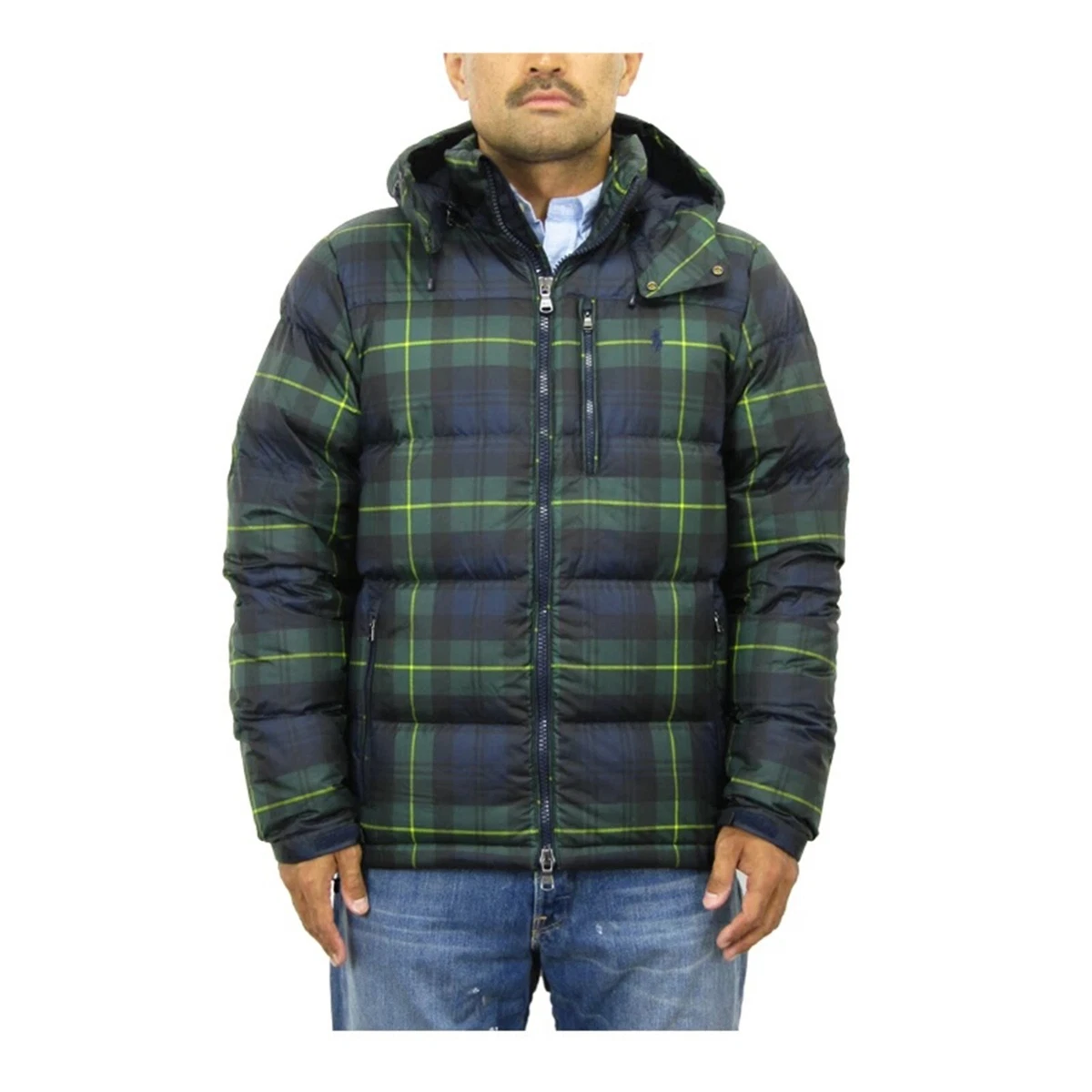 Polo Ralph Lauren Hooded Puffer Down Jacket Coat - Tartan Plaid 