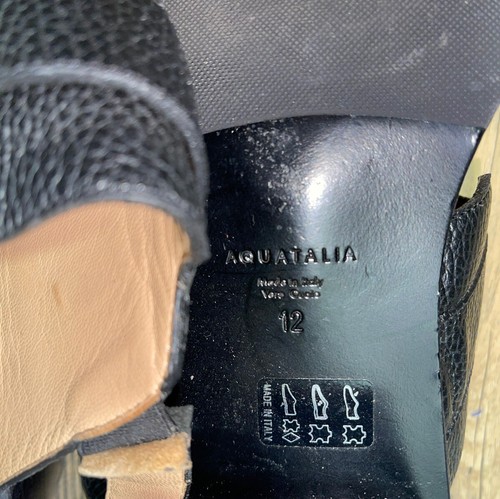 Womens Aquatalia Italy Black Leather Strappy Low Heel Sandals Size Size 12 - Picture 4 of 8