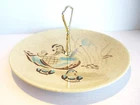 Vintage Red Wing Ceramic Tidbit Plate Tray Bob White Pattern Handle Birds Blue