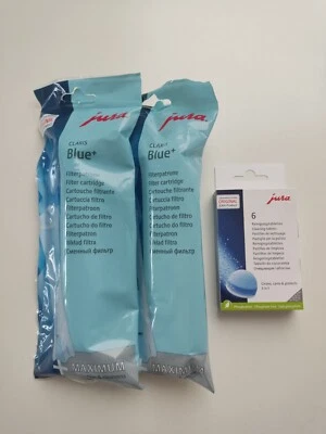 2 JURA Claris BLUE Filter+24228 + 6 JURA Reinigungstabletten 24225 neu