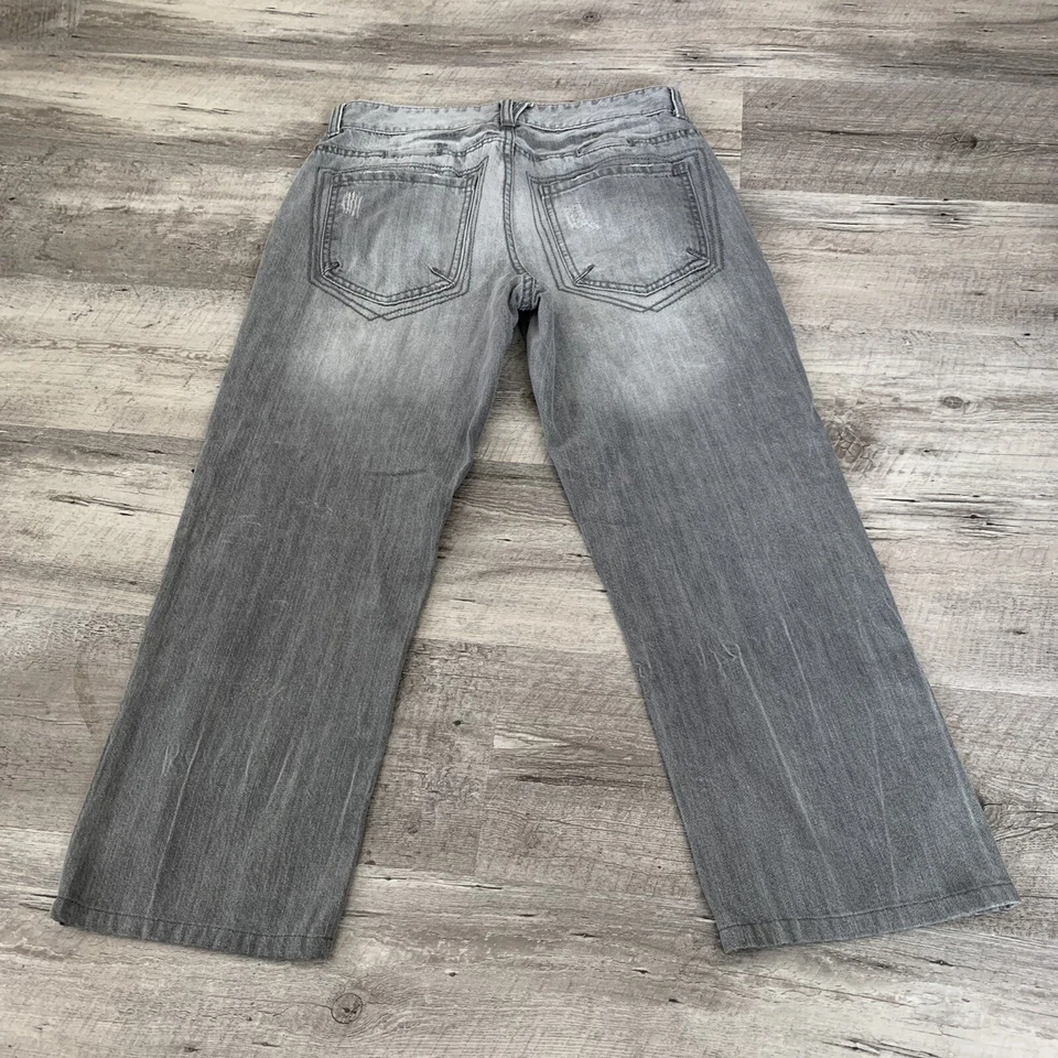 Pantalones de mezclilla Decree para hombre talla 31x32 ajustados rectos gris envejecido 31x25 real Foto 4 de 4