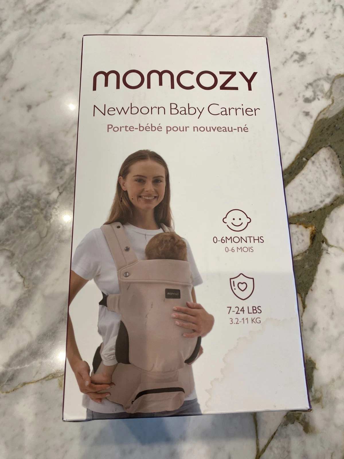Momcozy Newborn Baby Carrier Khaki 0-6 Months 7-24LBS In Box