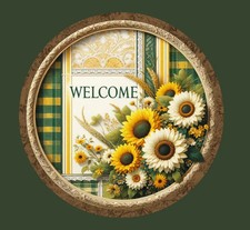 Welcome Daisies Wreath Sign