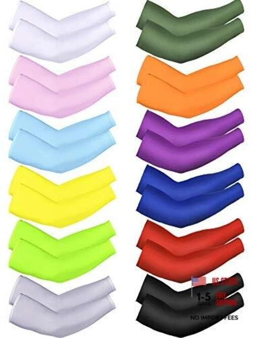 12 Pieces Unisex UV Protection Sleeves Long Arm Sleeves Cooling Sleeves Ice