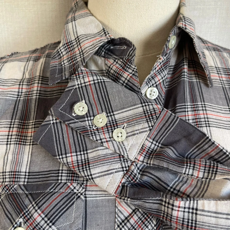 Vintage Delia’s Gray White Plaid Western Cowboy Prairie Shirt Dress Cotton S - Image 3 of 4