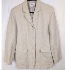 Talbots Irish linen blazer jacket size 6 Petite Natural Tan Preppy Resort Career