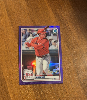 Rhys Hoskins 2020 Bowman Chrome Purple Refractor Phillies Brewers Guardians /250