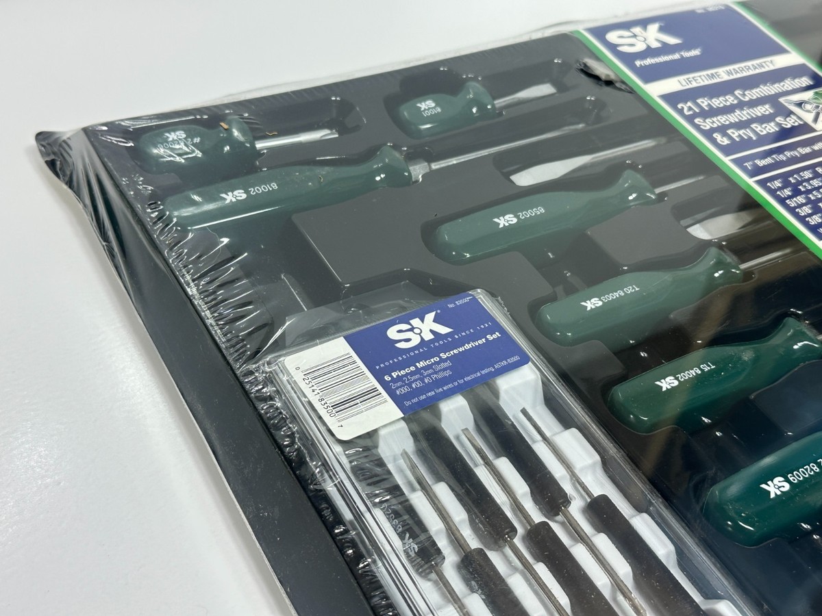 スクリュードライバー SKREWD　skins oi 🆕 SK Tools 21pc SureGrip Screwdriver Pry Bar Set, GREEN Hard
