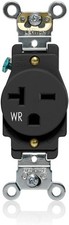 Leviton Single Receptacle Outlet, Weather-Resistant, 20 Amp, 250 Volt, Heavy-Dut