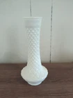 Vintage White Milk Glass  Diamond Quilted, Pattern  Bud Vase